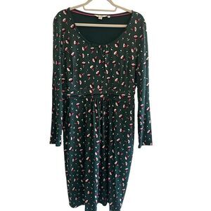 Boden Green Mabel Jersey Long Sleeve Floral Knee Length Dress Women’s 10 Large
